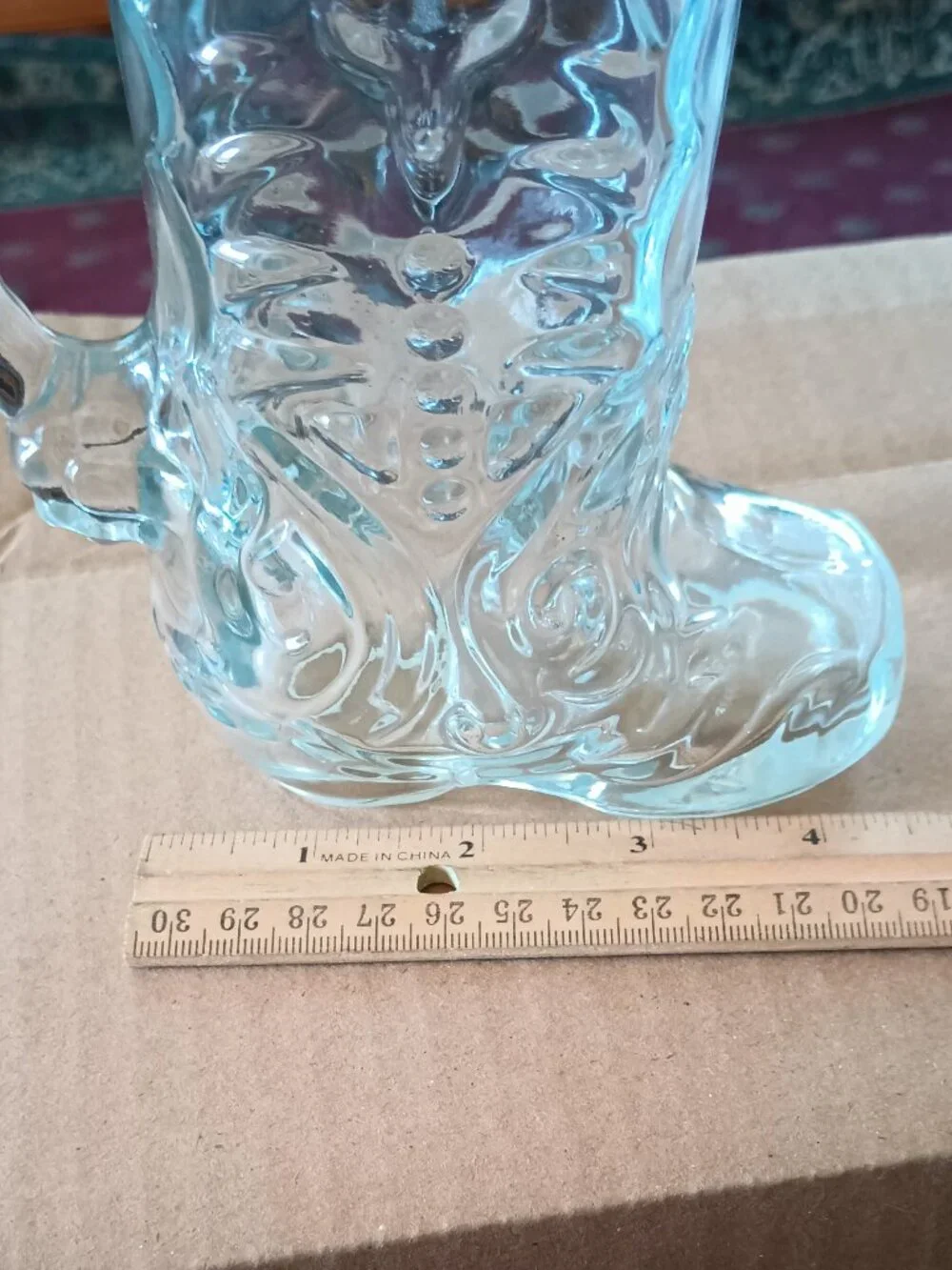 Authentic Mexican Clear Glass Cowboy Boot Beer Mugs 6.5